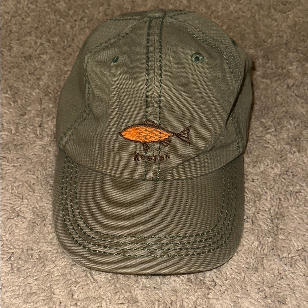 Life Is Good Olive Hat with Orange Fish Embroidery